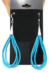 Liquid Silver Heishi Dangle Earrings | Blue Turquoise | Sterling Silver | 3-Strand | 2.5" | 4371