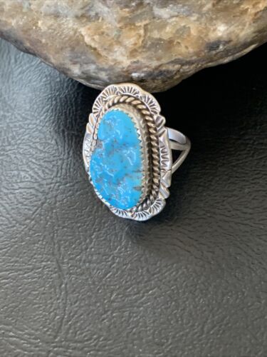Southwestern Navajo Blue Kingman Turquoise Ring | Sterling Silver | Sz 7 | 12207