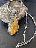 Navajo Pearls Bumblebee Jasper Pendant Necklace | Sterling Silver | Authentic Native American Handmade | 10552