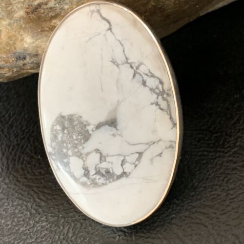 Adjustable Women's Navajo White Howlite Ring | Sterling Silver | Sz 8 | 11724