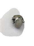 Southwestern Navajo White Mabe Pearl Ring | Sterling Silver | Sz 8 | Authentic Native American Handmade | 01722