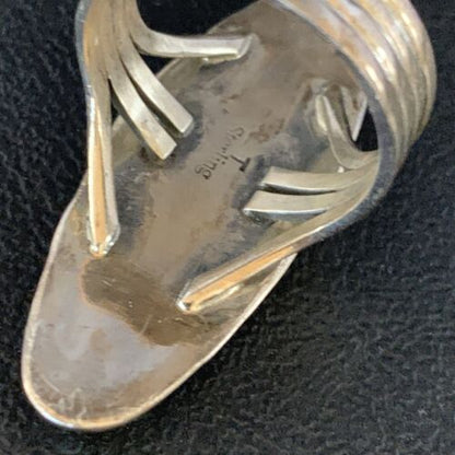 Navajo Green Gaspeite Ring | Sterling Silver | Sz 11 | Authentic Native American Handmade | 13859