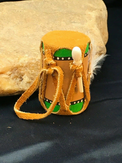 Handmade Leather Drum Car Charm | 2" Mirror Dangler | Miniature Model | 8932