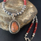 Navajo Red Apple Coral Pendant Necklace | Sterling Silver Beads | Authentic Native American Handmade | 13438