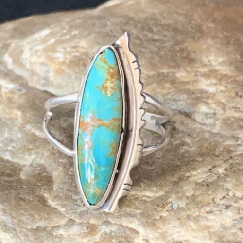 Southwestern Navajo Blue Kingman Turquoise Ring | Sterling Silver | Sz 9 | 13528
