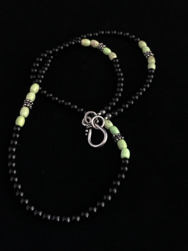 Native American Design Black Onyx Men's Necklace | Sterling Silver | 18" | 10014