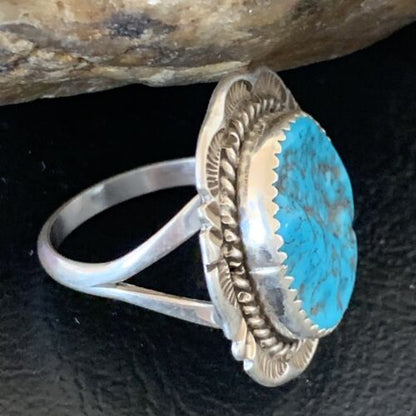 Navajo Blue Kingman Turquoise Ring | Sterling Silver | Sz 9 | 12953