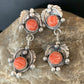 Navajo Red Spiny Oyster Dangle Earrings | Sterling Silver | Authentic Native American Handmade | 2066
