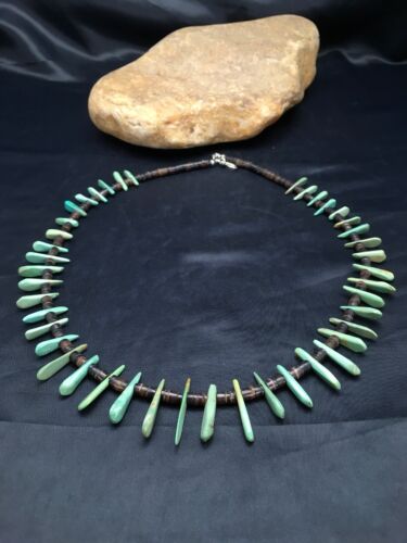 Southwestern Green Turquoise Bone Bead Necklace | Sterling Silver | 20" | 3013 - Masha USA
