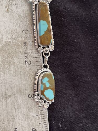 Navajo Turquoise #8 Lariat Necklace | Authentic Native American Sterling Silver | Handmade | 1110