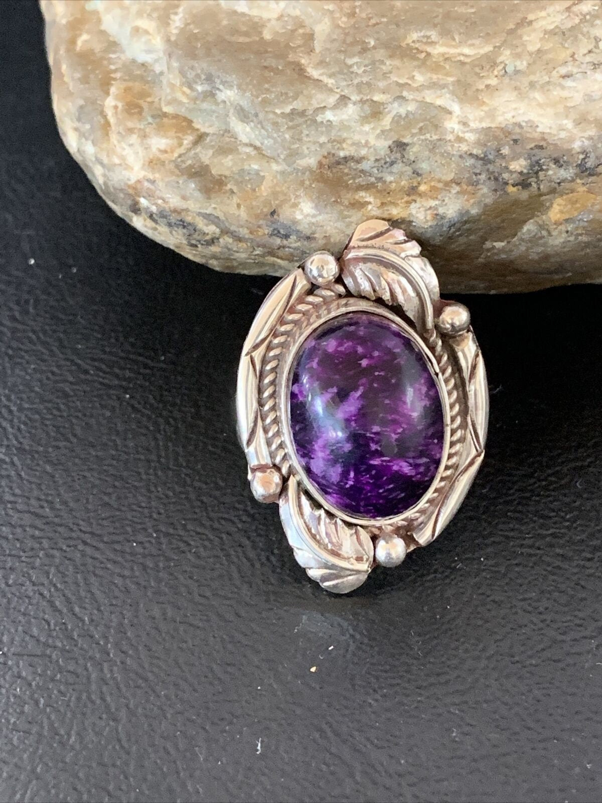 Navajo Purple Sugilite Ring | Sterling Silver | Sz 7.5 | Authentic Native American Handmade | 10440