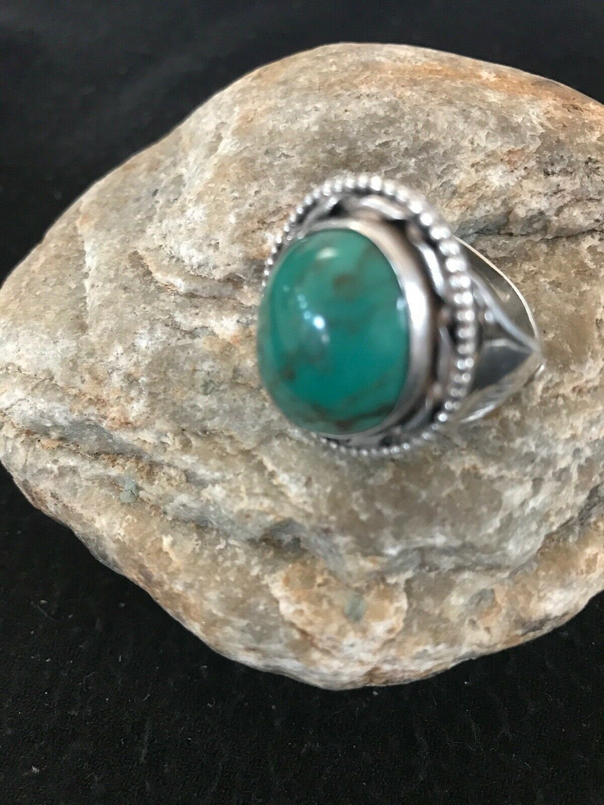 Vintage Navajo Sterling Silver Turquoise Ring | Sz 10.5 | Old Pawn | Blue | Native American Southwestern | 8641