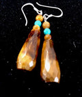 Navajo Sterling Silver Faceted Tiger's Eye Turquoise Dangle Earrings | Authentic Native American Handmade | 1995