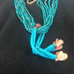 Men's Turquoise Bead 9 Strand Navajo Pearls Necklace | Sterling Silver | Native American Handmade | 8451