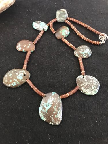 Navajo Sterling Silver Spiderweb Turquoise Bone Teardrop Pendant Necklace | Authentic Native American Handmade | 3968