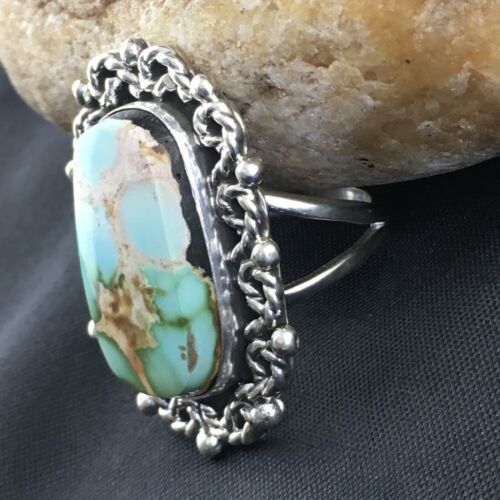 Southwestern Sterling Silver Blue Royston Turquoise Ring | Sz 8 | 10196