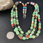 Multi-Color Green Turquoise Spiny Lapis Necklace | 3-Strand Sterling Silver | 13954