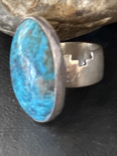 Navajo Sterling Silver Blue Kingman Turquoise Ring | Sz 10.5 | Authentic Native American Handmade | 14699