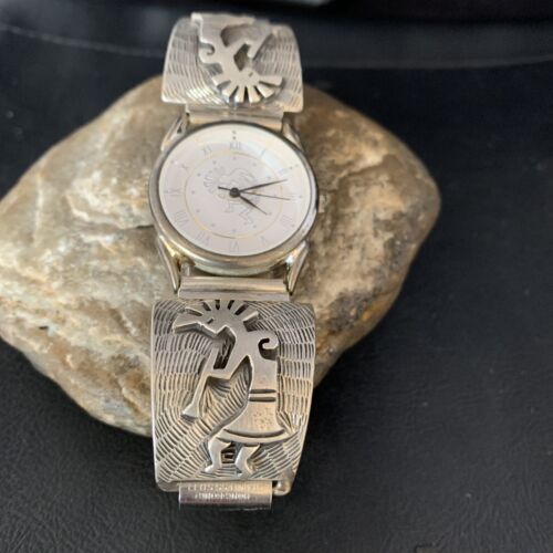 Navajo Kokopelli Sterling Silver Wrist-Watch Tips | Authentic Native American Jewelry | 14104