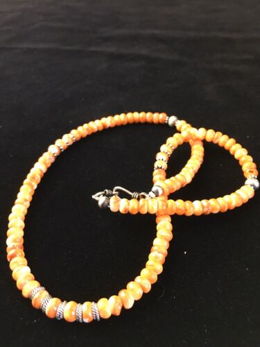 Navajo Graduated Spiny Oyster Necklace | Sterling Silver | 18" | Authentic Native American Handmade | 1775