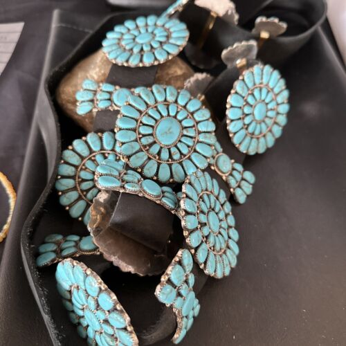 Navajo Blue Turquoise Concho Belt | Sterling Silver | Authentic Native American Handmade | 14539