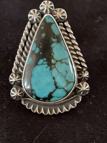Navajo Blue Spiderweb Turquoise Ring | Sterling Silver | Sz 6.5 | Authentic Native American Handmade | 1065