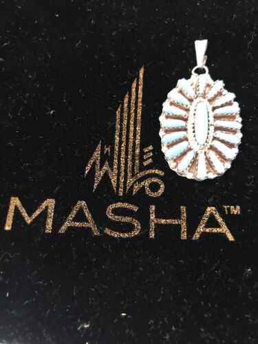 Navajo Sterling Silver Turquoise Cluster Pendant | Signed | 1.5" Multi-Stone | Southwestern | 3198