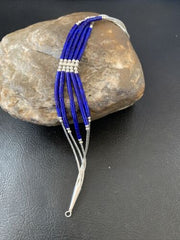 Beauty Stabilized 5-Strand Lapis Heishi Bracelet | Liquid Sterling Silver | 7.5" | 12637