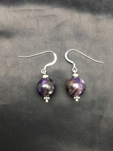 Southwestern Denim Lapis Bead Earrings | Sterling Silver | 1" | 2804