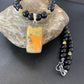Men's Navajo Pearls Onyx Bumblebee Jasper Necklace Pendant | Sterling Silver | Native American Handmade | 10326