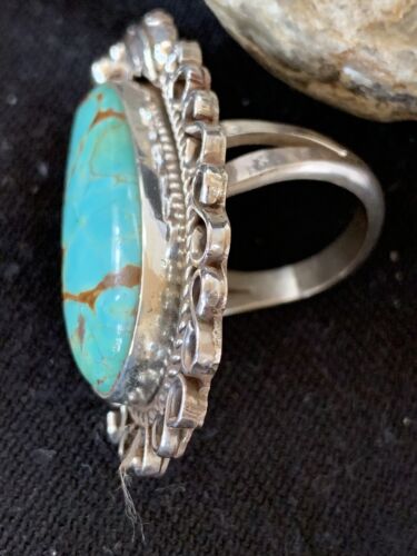 Native American Men's Navajo Blue Turquoise #8 Ring | Sterling Silver | Sz 9 | 00677