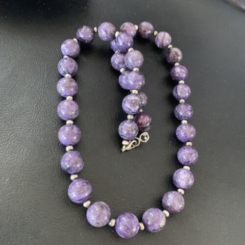 Navajo Purple Charoite Necklace | Sterling Silver | 20" | Authentic Native American Handmade | 11961