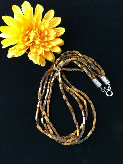 Navajo Tigers Eye Spiny Multi-Color Turquoise Sterling Necklace 19" | Handmade Jewelry | 1789