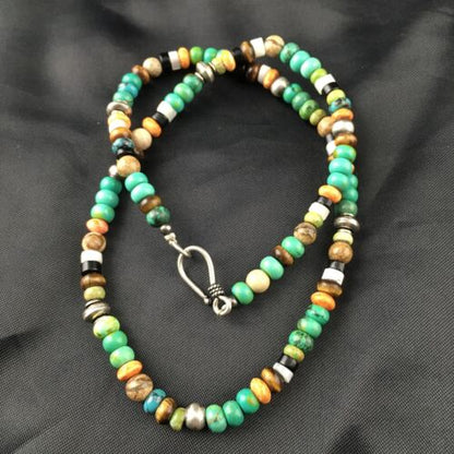 Navajo Orange Spiny Oyster Multi-Color Necklace | 18" | Authentic Native American Handmade | 10154