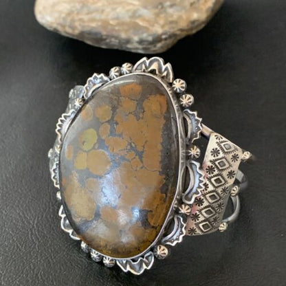Navajo Green Turquoise Cuff Bracelet | Sterling Silver | Authentic Native American Handmade | 2048