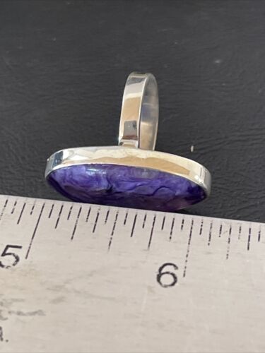 Navajo Purple Charoite Ring | Sterling Silver | Sz 8 Adjustable | Authentic Native American Handmade | 10571