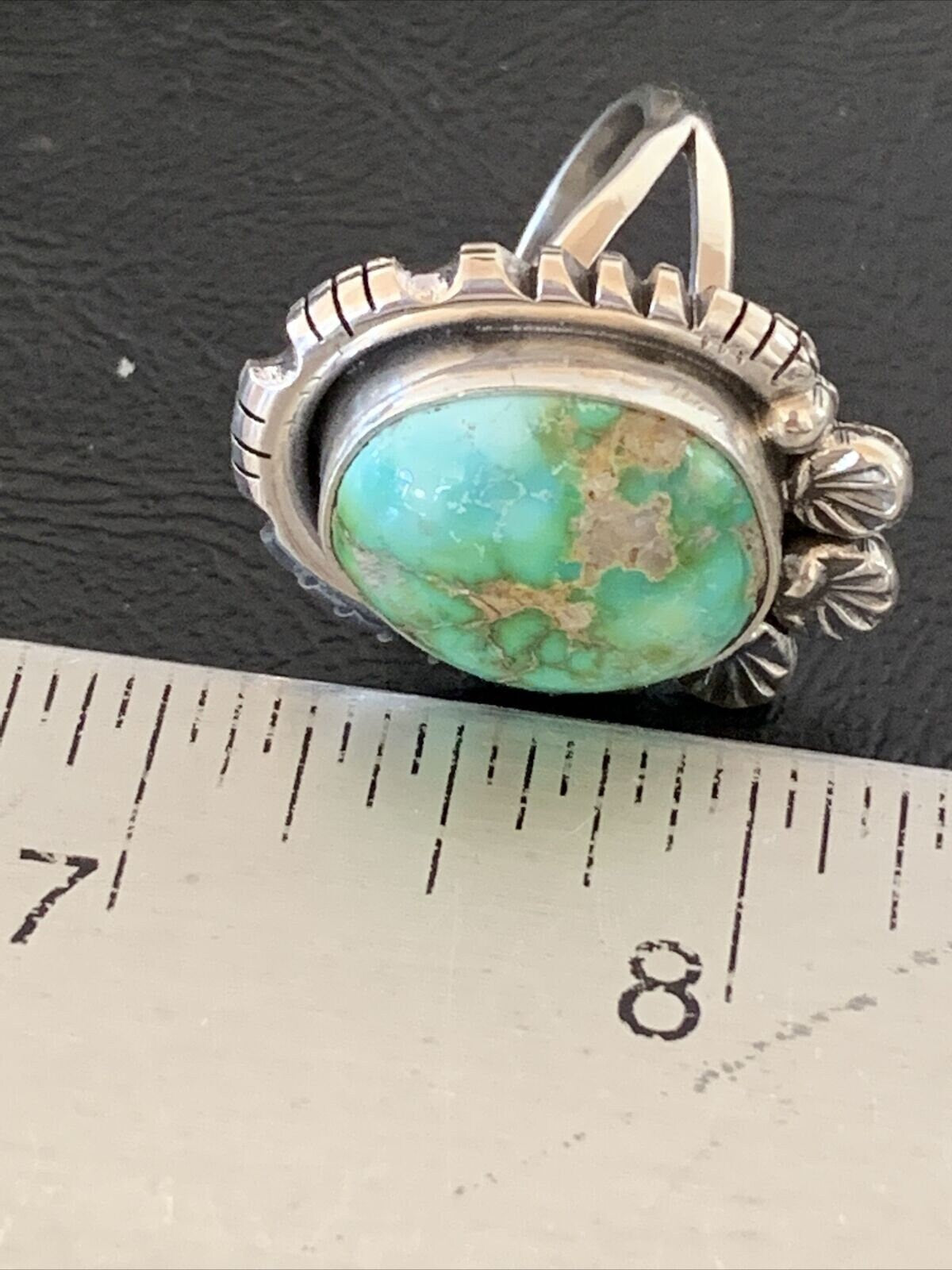 Navajo Green Sonoran Turquoise Ring | Sterling Silver | Sz 9 | Authentic Native American Handmade | 10418