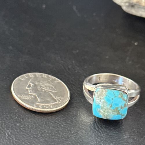 Native American Men's Navajo Blue Turquoise Ring | Sterling Silver | Sz 11 | 14447