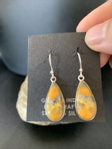 Native American Navajo Bumblebee Jasper Earrings Set | Sterling Silver | Handmade | 1564