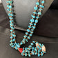 Santo Domingo Shell Turquoise Bead Pendant Jacla Necklace | 2 Strand | Pearls | Native American Handmade | 14633