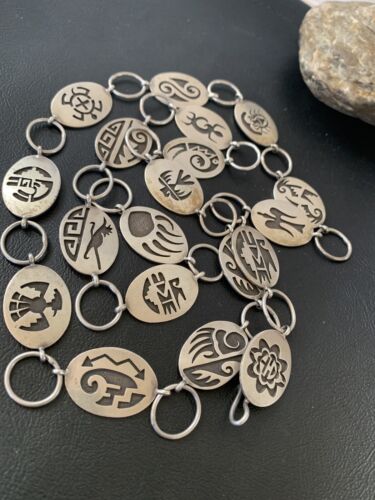 Native American Men's Old Pawn Sterling Silver Hopi Concho Belt | Authentic Handmade | 1427