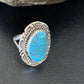 Southwestern Navajo Blue Kingman Turquoise Ring | Sterling Silver | Sz 7 | 12958