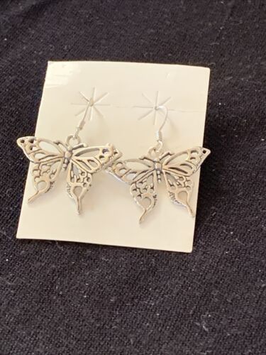 Native American Southwestern Sterling Silver Butterfly Earrings | 1" | 1519