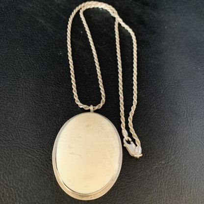 Men's Navajo Pearl White Buffalo Turquoise Pendant | Sterling Silver Necklace | Authentic Native American | 13741