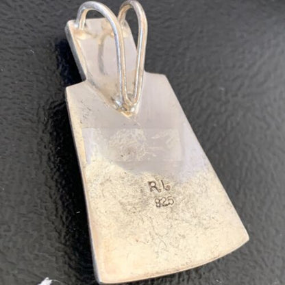 Authentic Native American Navajo Sterling Silver Blue Opal Inlay Pendant | Handmade Jewelry | 13339