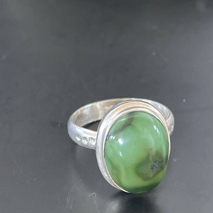 Navajo Natural Green Turquoise Ring | Sterling Silver | Sz 9 | Authentic Native American Handmade | 11437 - Masha USA
