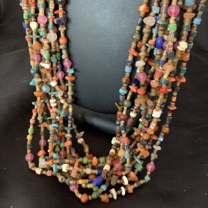 Southwestern Santo Domingo Red Coral Blue Turquoise Necklace | 10 Strand | 28" | 12454