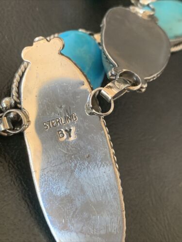 Navajo Kingman Turquoise Lariat Necklace | Sterling Silver | Authentic Native American Handmade | 11571