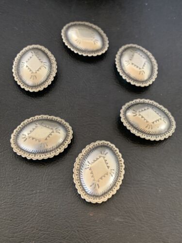 Southwestern Sterling Silver Button Covers | Navajo | 1.25" | Set of 6 | Authentic Native American Handmade | 12350
