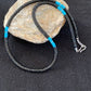 Navajo Blue Turquoise Heishi Onyx Necklace | Sterling Silver | Authentic Native American Handmade | 19" | 8823